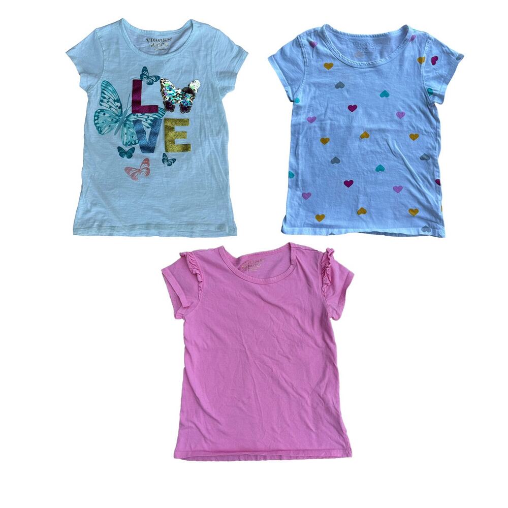 Vigoss Girls 3pc Tee Bundle - LOVE Butterfly & Heart Prints 10/12
